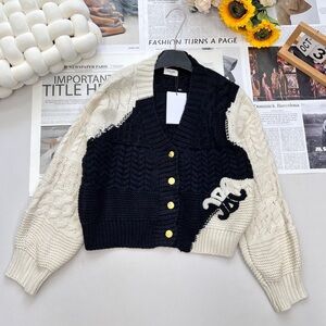 Celine Black and Cream Cardigan with Gold Buttons